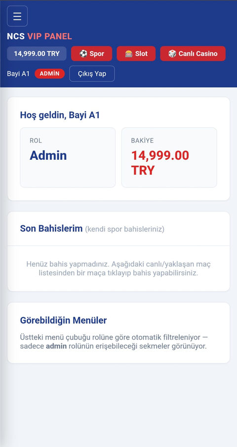 Bayi paneli ekran görüntüsü
