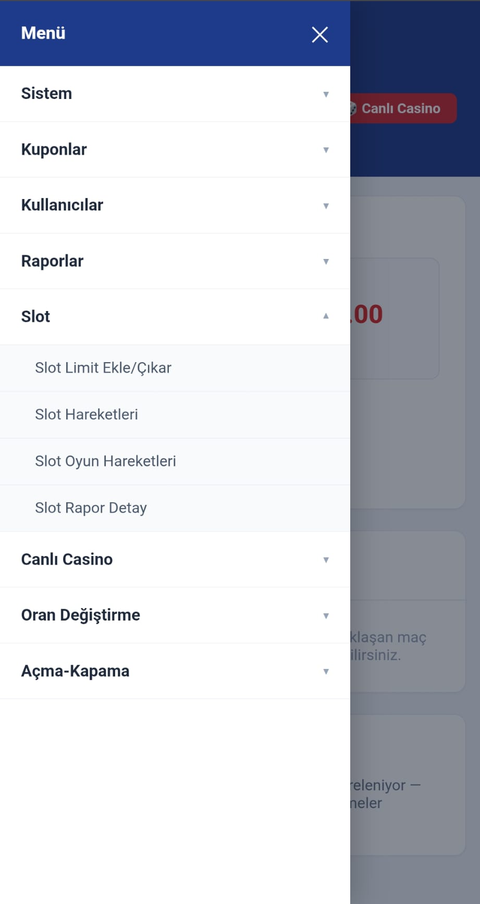 Slot menüsü